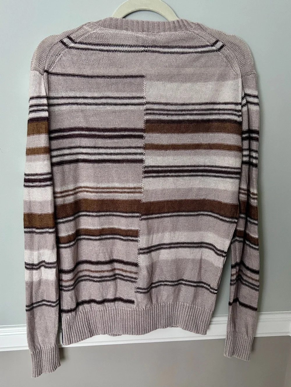 Todd Snyder Linen Sweater Striped Crewneck Brown Tan Old Money Quiet Luxury S